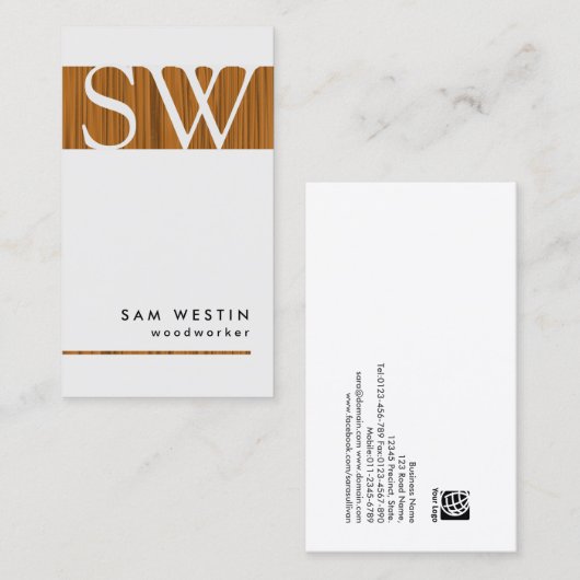 木工商はっきりしたモノグラム名刺 名刺 (正面/裏面)