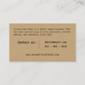 木工大工の茶色の波打ち木象模様 名刺 (裏面)