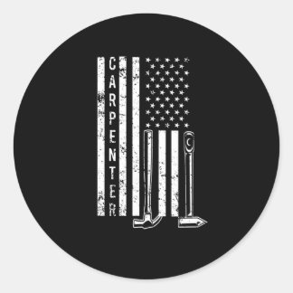 木工家または便利器用の米国大工の国旗 ラウンドシール