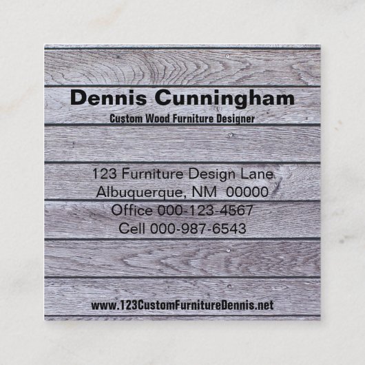 木工家具メーカーヴィンテージグレーウッドスラット スクエア名刺 (裏面)