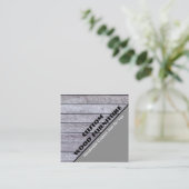 木工家具メーカーヴィンテージグレーウッドスラット スクエア名刺 (スタンド正面)