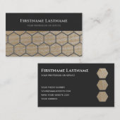 木工木工エレガント木板ダークグレー木製板六角形b 名刺 (正面/裏面)