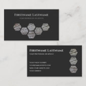 木工用エレガントダークグレー木製木製六角形 名刺 (正面/裏面)