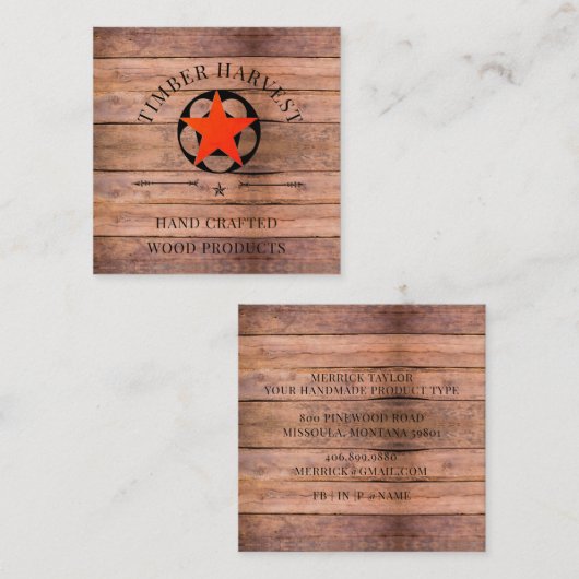 木工素朴材 スクエア名刺 (正面/裏面)