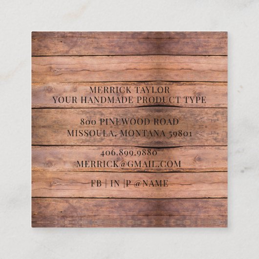 木工素朴材 スクエア名刺 (裏面)