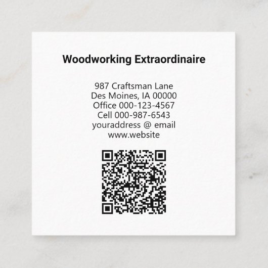木工職人による木結び仕上げQRコード スクエア名刺 (裏面)
