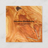 木工職人による木結び仕上げQRコード スクエア名刺 (正面)