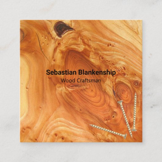 木工職人による木結び仕上げQRコード スクエア名刺 (正面)