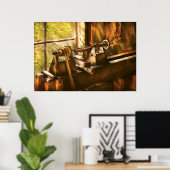 木工職人 – 古い旋盤 ポスター (ホームオフィス)