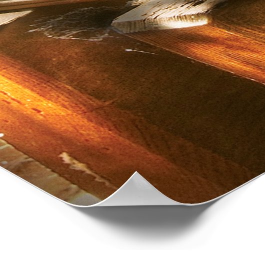 木工職人 – 古い旋盤 ポスター (角)