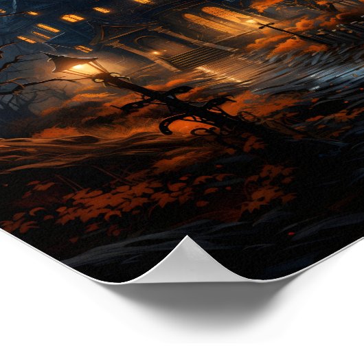 木幽霊のよく出る付きハのまわりにロウィーンナイト ポスター (角)