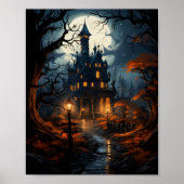 木幽霊のよく出る付きハのまわりにロウィーンナイト ポスター (正面)