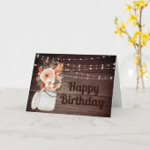 木弦素朴ライトフローラ誕生日 カード (黄色い花)