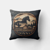 木彫の馬と山水 クッション (裏面)