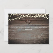 木彫りのハートとストリングライトのSave the Date セーブザデート (裏面)