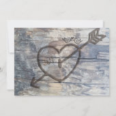 木彫りのハートと愛の鳥の結婚式招待状 招待状 (裏面)
