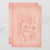 木彫りのリハーサルディナー招待 招待状 (正面/裏面)