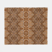 木彫りの壁の密集抽象的な、古代のアンティーク、 フリースブランケット (正面(横))