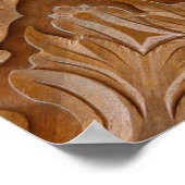 木彫りの壁の密集抽象的な、古代のアンティーク、 ポスター (角)