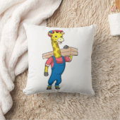 木彫りの大工としてのキリン クッション (ブランケット)