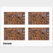 木彫りの東洋の外観 長方形シール (シート)