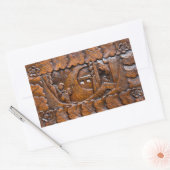 木彫りの東洋の外観 長方形シール (封筒)