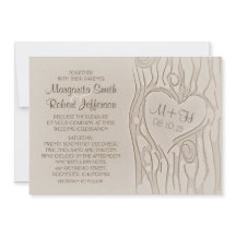 木彫りの素朴な結婚式招待状