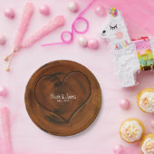 木彫りハートの切り素朴株結婚 ペーパープレート (パーティー)