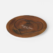 木彫りハートの切り素朴株結婚 ペーパープレート (アングル)