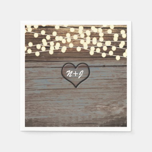 木彫りハートの国素朴と照明 スタンダードカクテルナプキン (正面)