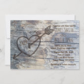 木彫りハートラブバード結婚式招待状 招待状 (正面)