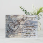 木彫りハートラブバード結婚式招待状 招待状 (スタンド正面)