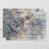 木彫りハートラブバード結婚式招待状 招待状 (正面/裏面)