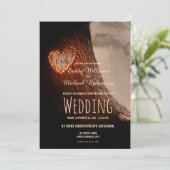 木彫りハート素朴とヴィンテージ結婚式 招待状 (スタンド正面)