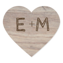 木彫りハート素朴イニシャル結婚ズ