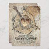 木彫りハート素朴木 招待状 (正面/裏面)