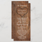 木彫りハート素朴結婚式 プログラム (正面/裏面)