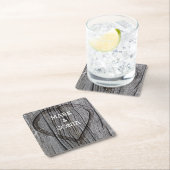 木彫りハート結婚ズ スクエアペーパーコースター (インサイチュ)