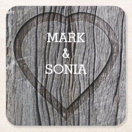 木彫りハート結婚ズ スクエアペーパーコースター