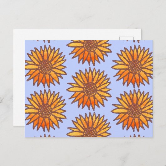 木彫りヒマワリ模様 ポストカード (正面/裏面)