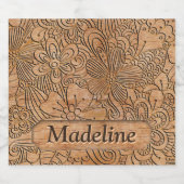 木彫りフローラルパターパーソナライズされたン ビールラベル (シングルラベル)