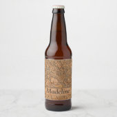 木彫りフローラルパターパーソナライズされたン ビールラベル (正面)