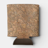 木彫りフローラルパターパーソナライズされたン 缶クーラー (裏面)