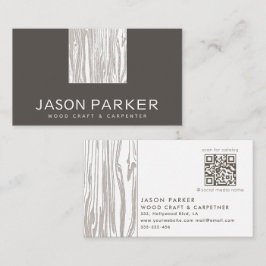 木彫りモダンプロフェッショナル大工Qrコード 名刺