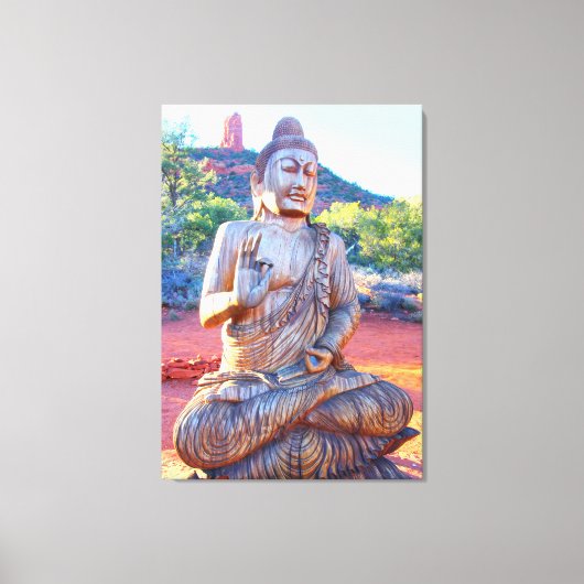 木彫り坐像 キャンバスプリント (正面)