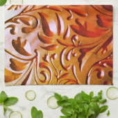 木彫り木目の外観エレガント抽象芸術 キッチンタオル (折り畳み)