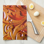 木彫り木目の外観エレガント抽象芸術 キッチンタオル (四つ折り)