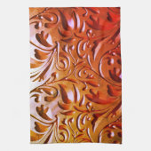 木彫り木目の外観エレガント抽象芸術 キッチンタオル (縦)