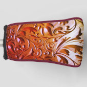 木彫り木目の外観エレガント抽象芸術 ゴルフヘッドカバー (正面)