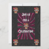 木彫り砂糖スカル付き/フローラクラウン 招待状 (正面)